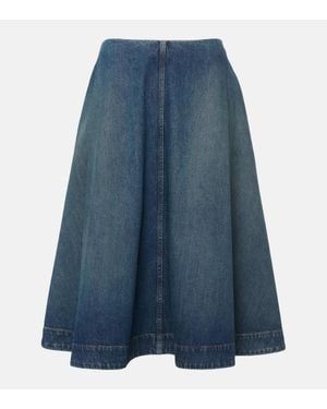 KHAITE Renta Denim Midi Skirt - Blue