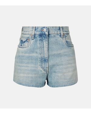 Prada High-Rise Denim Shorts - Blue
