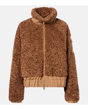 Moncler Coligny Faux Shearling Down Jacket - Brown