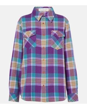 God's True Cashmere Jean's Glade Plaid Cashmere Shirt - Blue