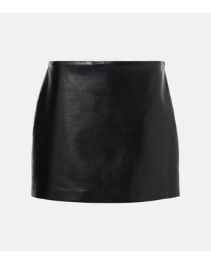 Agolde Agda Leather-trimmed Miniskirt - Black