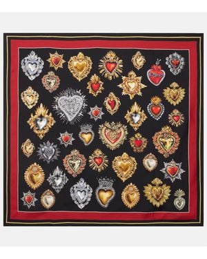Dolce & Gabbana Printed Silk Twill Scarf - Black