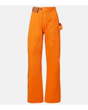 JW Anderson Bestickte High-Rise Straight Jeans - Orange