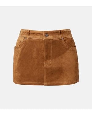 7 For All Mankind Low-Rise Suede Miniskirt - Brown