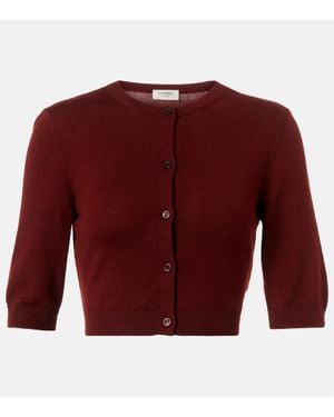 Saint Laurent Cropped Wool Cardigan - Red