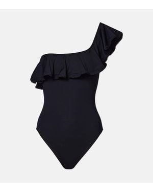 Melissa Odabash Tennessee Ruffled One-Shoulder Swimsuit - Blue