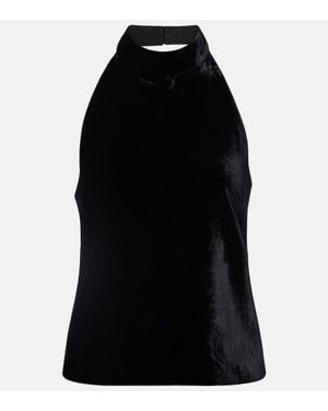 Nili Lotan Peneloppe Halterneck Velvet Top - Black