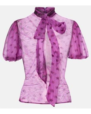 Acne Studios Elulo Bow-Detail Sheer Blouse - Purple