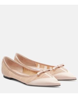 Jimmy Choo Love Mesh And Satin Ballet Flats - Pink