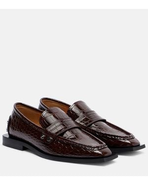 Ganni Studs Faux Leather Loafers - Brown