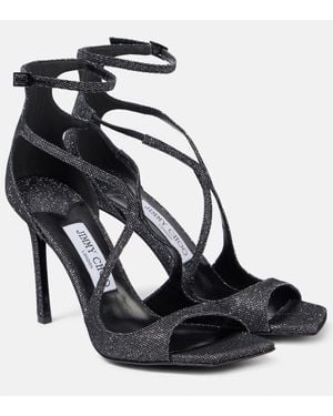Jimmy Choo Azia 95 Glitter Sandals - Black