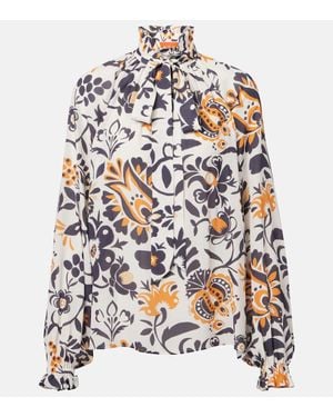 La DoubleJ Bluse Cerere Aus Jacquard - Weiß