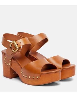 Chloé Jeannette 80 Studded Leather Sandals - Brown