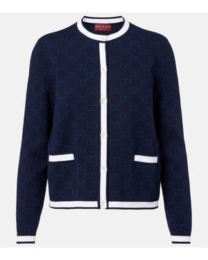 Gucci Cardigan Gg Aus Baumwolle - Blau