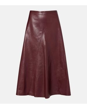 FFORME Leather Midi Skirt - Purple