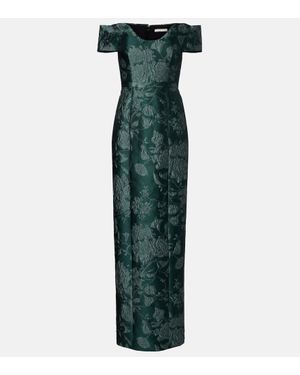 Emilia Wickstead Aislinn Floral Cloque Bustier Gown - Green