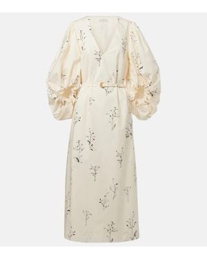 Altuzarra Corrie Belted Floral Cotton Midi Dress - Natural