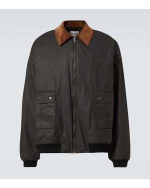 Miu Miu Coated Cotton Poplin Bomber Jacket - Black