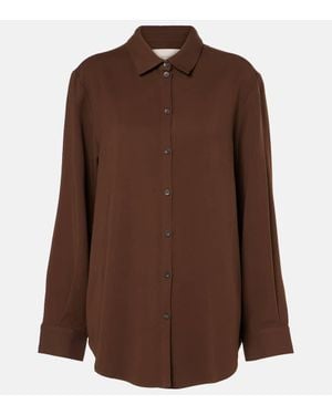 Asceno Camicia London in crepe - Marrone