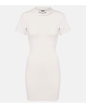 Balenciaga Cotton-Blend Jersey Minidress - White