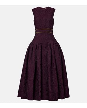 ROKSANDA Aya Smocked Cloque Midi Dress - Purple
