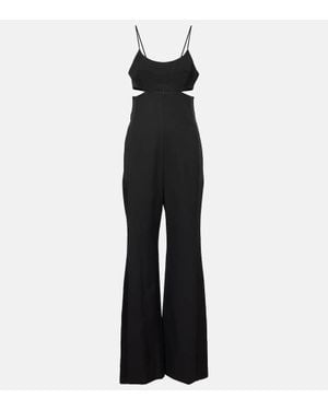 Victoria Beckham Cami Cutout Crepe Satin Jumpsuit - Black