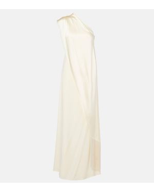 ‎Taller Marmo Berenson One-shoulder Satin Gown - White