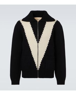 Valentino Virgin Wool Zip-Up Jumper - Black