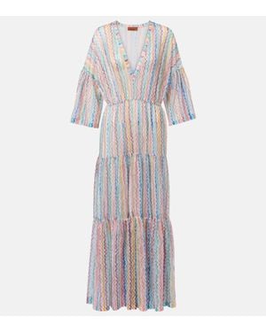 Missoni Zigzag Sheer Tiered Beach Dress - White
