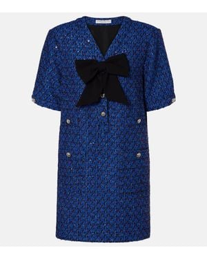 Alessandra Rich Minikleid Aus Tweed Mit Pailletten - Blau