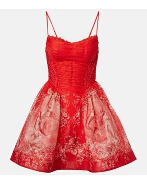 Zimmermann Rebellion Linen And Silk Minidress - Red