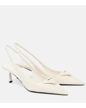 Prada Salones Destalonados De Charol - Blanco