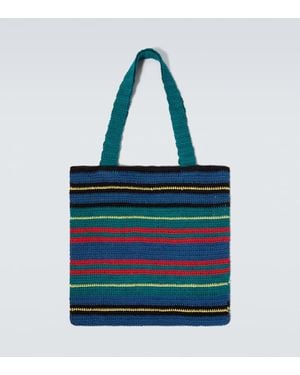 Bode Riverbank Striped Crochet Tote Bag - Blue