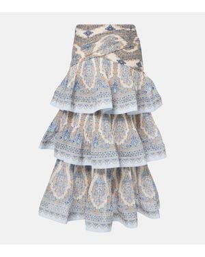 Zimmermann Paisley Pleated Maxi Skirt - White