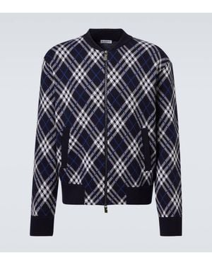 Burberry Chaqueta En Mezcla De Lana Con Check - Azul