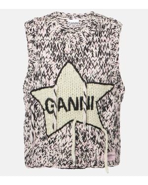Ganni Weste Aus Wolle - Natur