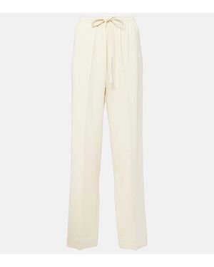 Asceno Aurelia Crepe Straight Pants - Natural
