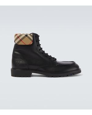 Burberry Rogue Leather Combat Boots - Black