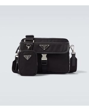 Prada Re-Nylon Leather-Trimmed Shoulder Bag - Black