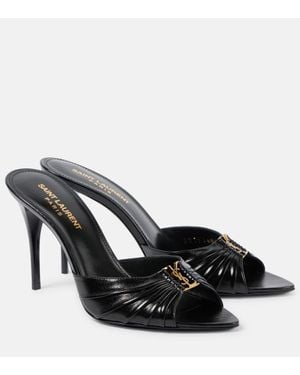 Saint Laurent Babylone 90 Leather Mules - Black