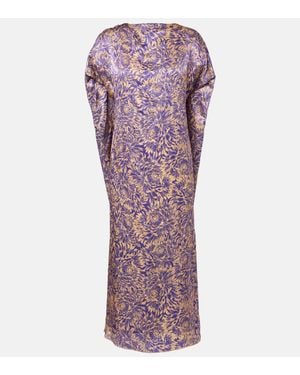 Dries Van Noten Midikleid Aus Seidensatin - Lila