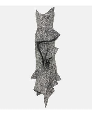 Maticevski Robe Longue Thistle Wave A Sequins - Gris