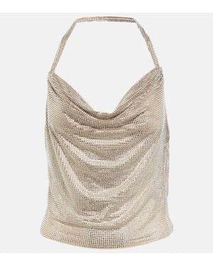 GIUSEPPE DI MORABITO Crystal-Embellished Halterneck Top - White