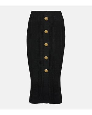 Balmain Midirock Mit Logoknopf - Schwarz