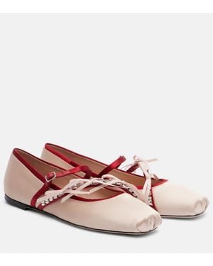 Jimmy Choo Loli Embellished Satin Ballet Flats - Pink