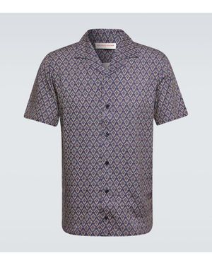 Orlebar Brown Camicia Bowling Hibbert Con Stampa - Blu
