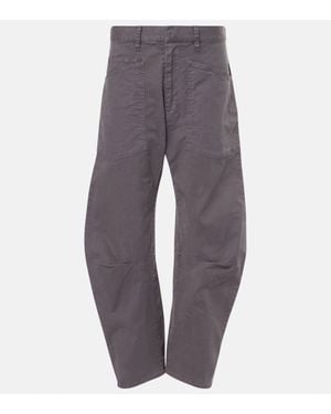 Nili Lotan Shon Cotton Twill Barrel-Leg Trousers - Grey