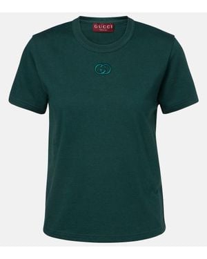 Gucci T-Shirt Interlocking G En Coton - Vert