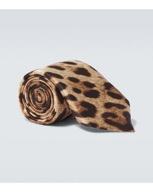 Dolce & Gabbana Bedruckte Krawatte Aus Seiden-Twill - Braun