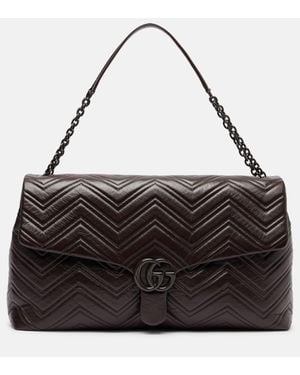 Gucci Gg Marmont Maxi Leather Shoulder Bag - Black